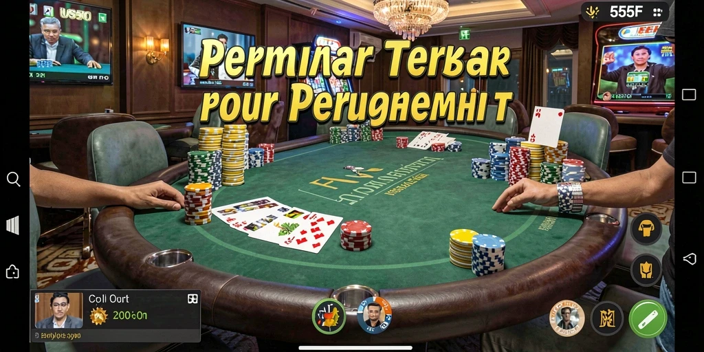 Tangkapan layar utama 555F menunjukkan gameplay Poker yang mendebarkan.