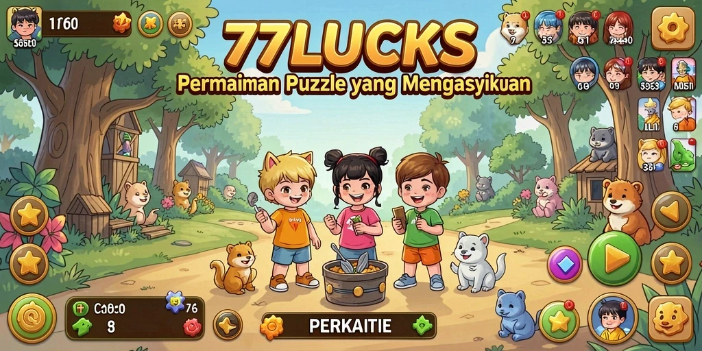 Tampilan gameplay seru di game Puzzle 77LUCKS.
