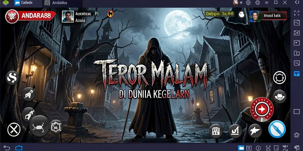 Tampilan gameplay menegangkan di ANDARA88 dengan suasana horror yang mencekam.