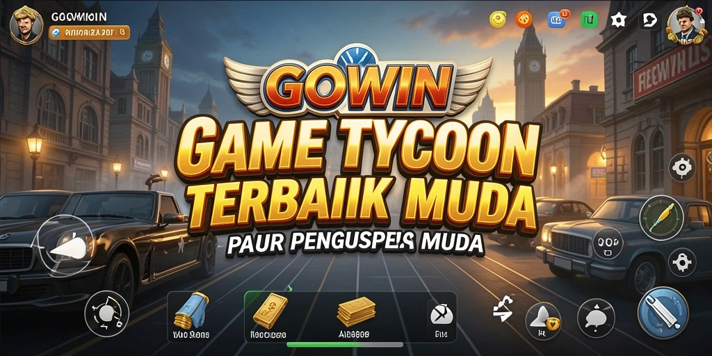 Tampilan gameplay GOWIN yang menarik dengan elemen Tycoon.