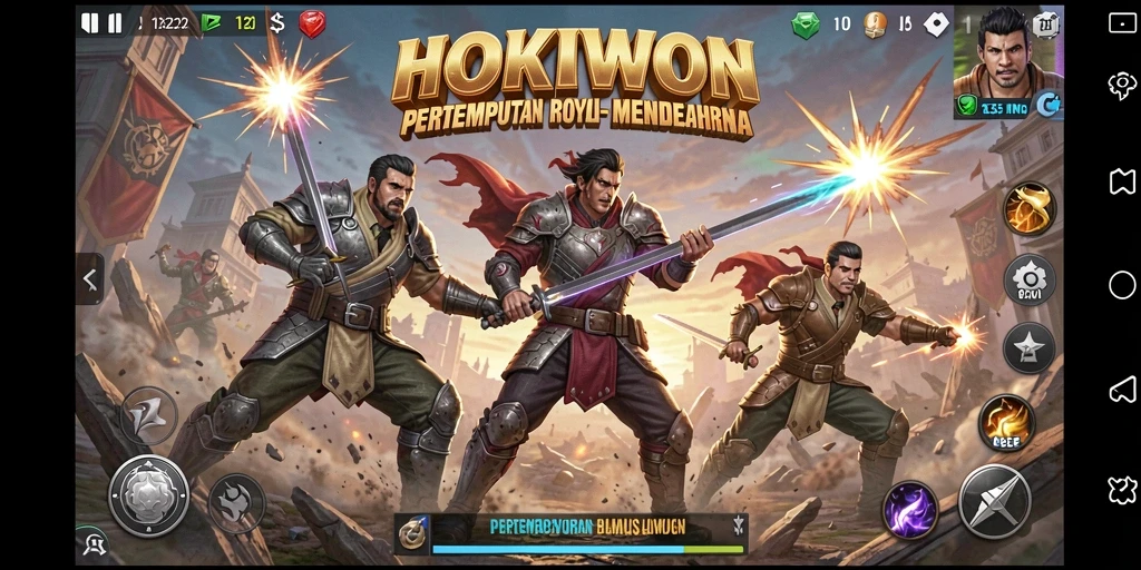 Tangkapan layar menunjukkan aksi pertempuran seru dalam HOKIWON