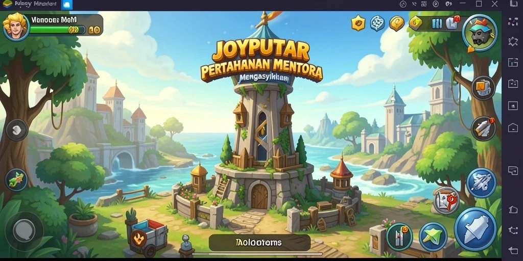Tampilan gameplay JOYPUTAR dengan pertahanan menara yang menakjubkan.