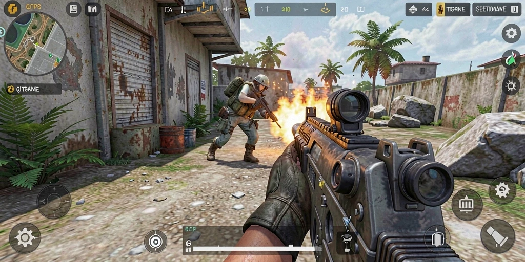 Tangkapan layar gameplay QTGAME yang menunjukkan aksi pertempuran seru.