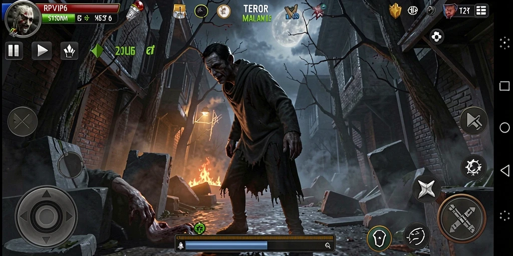 Screenshot menampilkan suasana mencekam dari gameplay Horror RPVIP6.
