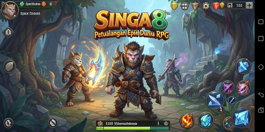 Screenshot SINGA8 menampilkan aksi pertempuran seru di dunia RPG.