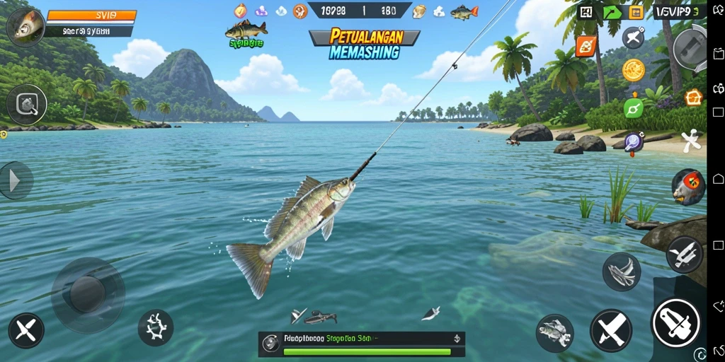 Gameplay menarik SVIP9 menampilkan petualangan memancing yang seru.