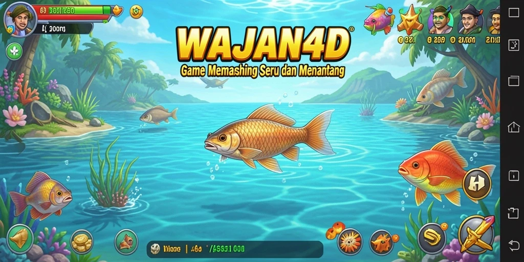 Tampilan seru dari permainan memancing di WAJAN4D dengan beragam ikan.